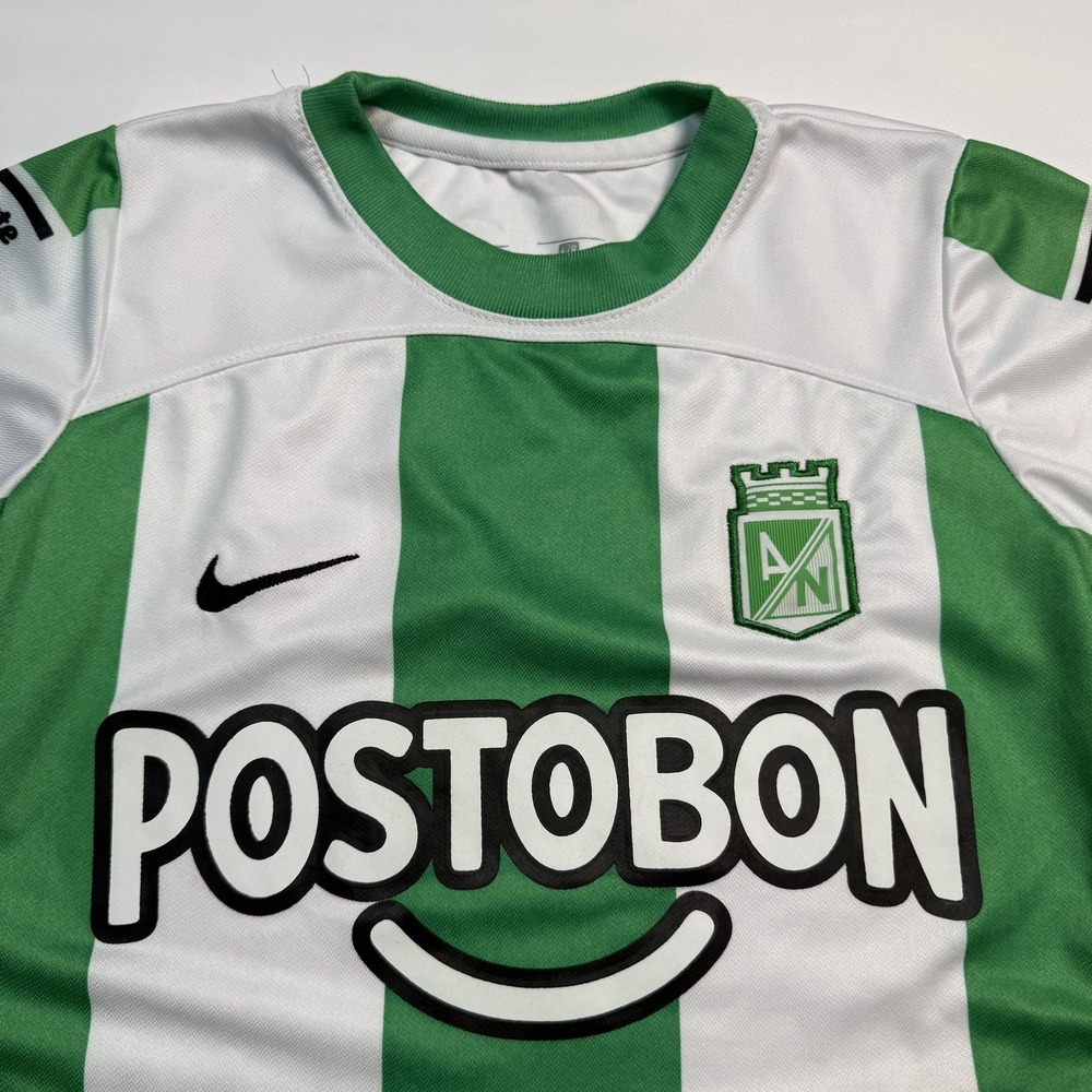 Atletico Nacional Soccer Jersey Boys 7 Green White Nike Dri-FIT Sponsored